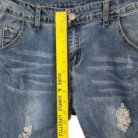 UBU Vintage High-Rise Cropped Jeans Whiskered Distressed Size 32 Tag - Picture 11 of 11